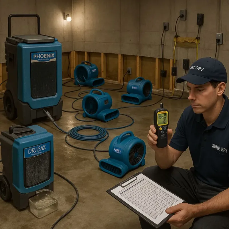 Structural Drying and Dehumidification process in Ocean Bluff-Brant Rock, MA